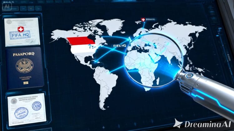 Ilustrasi proses digital verifikasi dokumen dan paspor pemain oleh FIFA.