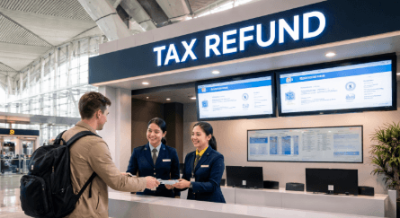 Konter layanan Tax Refund untuk turis asing di area terminal keberangkatan Bandara Kualanamu