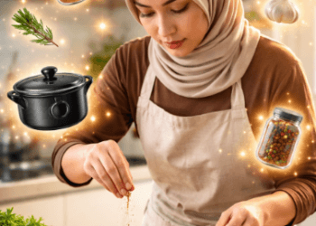 Infografis trik dapur mantap yang menampilkan warga mempraktikkan jurus olah daging sapi empuk.