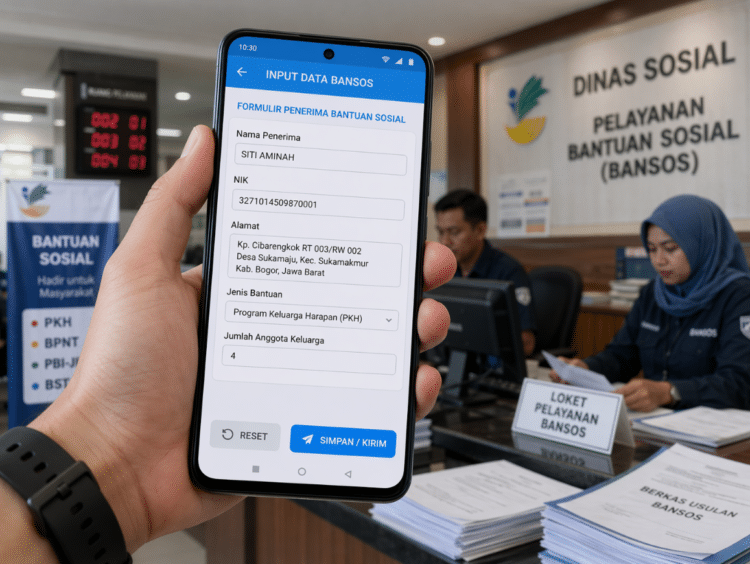 infografis aplikasi cek bansos dari HP