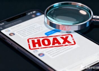 Ilustrasi pesan berantai di media sosial yang ditandai sebagai berita bohong (hoax).