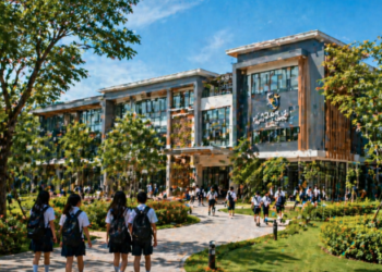 Gedung salah satu Sekolah di Polonia Medan yang memiliki standar fasilitas internasional.