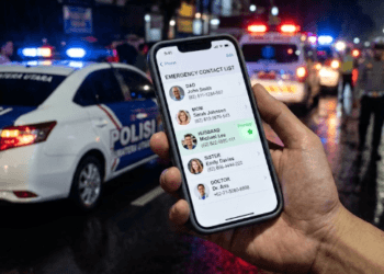 Mencatat daftar nomor telepon darurat Sulawesi Utara pada ponsel pintar untuk persiapan menghadapi situasi darurat pasca gempa bumi.