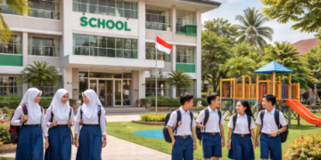 Gedung sekolah modern yang menjadi bagian dari jajaran Sekolah Terbaik di Martubung Medan.