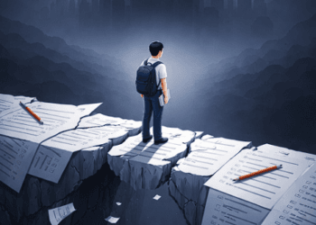 Ilustrasi konseptual mengenai dampak kecurangan ujian yang merusak fondasi masa depan siswa.