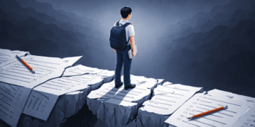 Ilustrasi konseptual mengenai dampak kecurangan ujian yang merusak fondasi masa depan siswa.