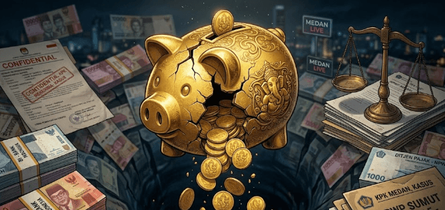 Ilustrasi Dampak Korupsi Bea Cukai yang menyebabkan kebocoran anggaran dan kerugian besar bagi pendapatan negara.