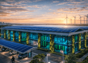 Fasilitas Data Center Hijau Medan yang menggunakan panel surya sebagai sumber energi utama untuk mendinginkan ribuan server digital.