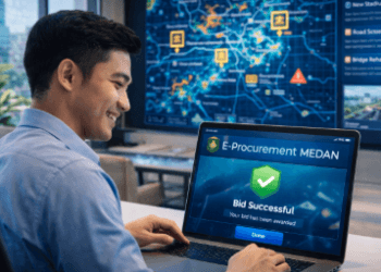 Pelaku usaha lokal sedang mengikuti proses lelang secara transparan melalui portal E-Procurement Medan untuk mendukung pembangunan kota.