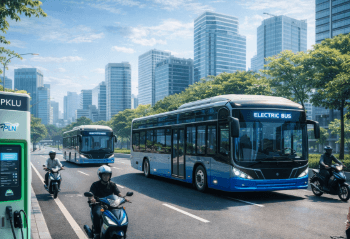 Pemandangan infrastruktur jalan raya di Medan yang telah mendukung Ekosistem Kendaraan Listrik Medan secara menyeluruh dan ramah lingkungan.