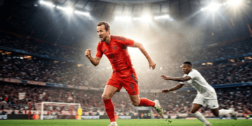 Harry Kane menunjukkan pergerakan lincah yang merepotkan barisan pertahanan Real Madrid di Liga Champions.