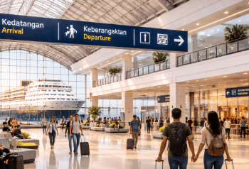 Fasilitas lobi yang mewah di Terminal Penumpang Bandar Deli yang memberikan kenyamanan maksimal bagi penumpang kapal laut.