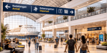 Fasilitas lobi yang mewah di Terminal Penumpang Bandar Deli yang memberikan kenyamanan maksimal bagi penumpang kapal laut.