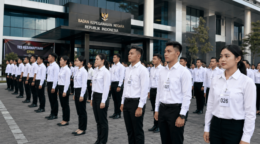 Foto kandidat penjaga tahanan muda bersiap mengikuti seleksi fisik penerimaan pegawai kementerian hukum dan hak asasi manusia,