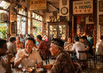 Interaksi hangat masyarakat yang menjadi inti dari Budaya Ngopi Medan setiap hari.