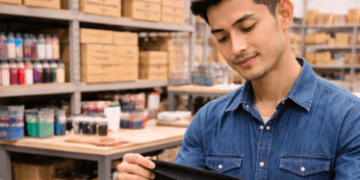 Deretan stok kain katun berkualitas di Grosir Bahan Kaos dan Spandek Medan untuk memenuhi kebutuhan produksi kaos distro lokal.