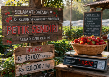 Informasi harga dan biaya petik stroberi di salah satu kebun Berastagi yang transparan dan terjangkau.