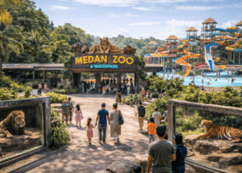 Keseruan bermain air dan melihat satwa eksotis di Central Park Zoo Medan, destinasi wisata keluarga terlengkap.