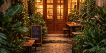 Salah satu lokasi hidden gem Medan dengan konsep kafe tersembunyi yang asri dan tenang.