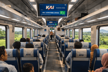 Suasana di dalam gerbong KA Sri Lelawangsa yang nyaman untuk perjalanan rute Medan ke Binjai.