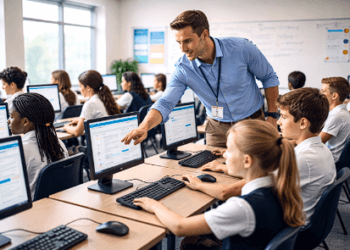 Siswa SMP mengikuti kegiatan simulasi TKA untuk membiasakan diri dengan sistem komputer