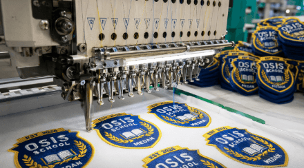 Hasil bordir atribut OSIS yang rapi dan presisi dari penyedia jasa bordir logo sekolah Medan.