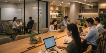 Fasilitas lengkap di salah satu kafe co-working di Medan yang mendukung produktivitas kerja dan kolaborasi tim.