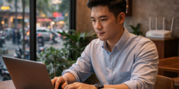 Suasana produktif di salah satu kafe di Medan buat kerja yang memiliki fasilitas WiFi kencang.