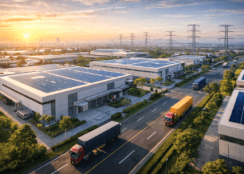 Aktivitas logistik dan operasional di Kawasan Industri yang modern.