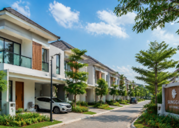 Deretan unit rumah modern yang menjadi bagian dari Perumahan di Sunggal Kanan.