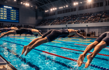 Fasilitas kolam renang standar Olimpiade sepanjang 50 meter di Medan yang digunakan untuk latihan para atlet berprestasi.