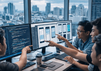 Aktivitas kolaborasi anggota Komunitas Programmer Medan dalam merancang arsitektur aplikasi terbaru untuk solusi kebutuhan warga kota.