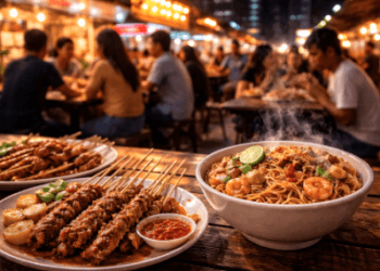 Kemeriahan suasana Kuliner Malam Medan yang menawarkan berbagai hidangan lezat dan menggugah selera.