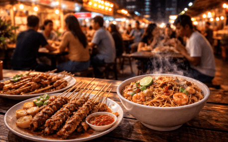 Kemeriahan suasana Kuliner Malam Medan yang menawarkan berbagai hidangan lezat dan menggugah selera.