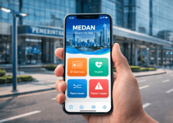 Antarmuka aplikasi ponsel yang memudahkan akses Layanan Digital Medan bagi seluruh lapisan masyarakat kota.