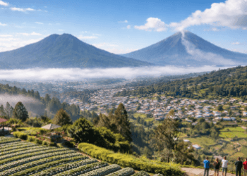 Pemandangan indah pegunungan di Berastagi sebagai tujuan utama liburan ke gunung Medan bagi wisatawan.