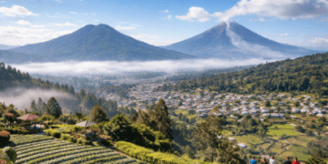 Pemandangan indah pegunungan di Berastagi sebagai tujuan utama liburan ke gunung Medan bagi wisatawan.