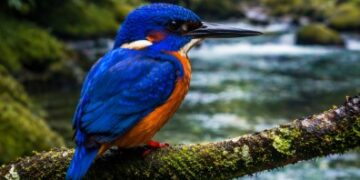 Keindahan warna biru kobalt pada punggung Raja Udang Meninting Medan saat bersiap menyelam.