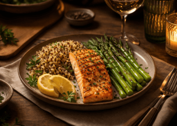 Menyajikan rekomendasi menu makan malam sehat untuk menjaga kebugaran tubuh setelah seharian bekerja.