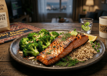 Pilihan menu makan malam sehat berupa protein dan sayuran untuk mendukung stamina siswa saat pekan ujian.