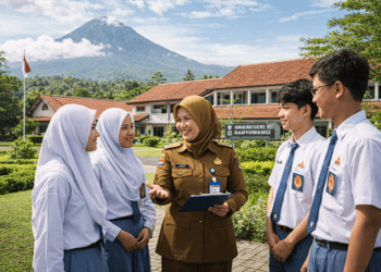 Bupati Ipuk Fiestiandani saat meninjau langsung sekolah untuk memastikan strategi Kabupaten Banyuwangi meningkatkan mutu pendidikan berjalan baik.
