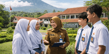 Bupati Ipuk Fiestiandani saat meninjau langsung sekolah untuk memastikan strategi Kabupaten Banyuwangi meningkatkan mutu pendidikan berjalan baik.