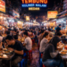 Deretan warung tenda yang menyajikan Kuliner Malam Tembung dengan suasana ramai.