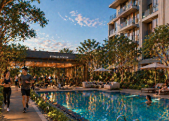 Fasilitas kolam renang mewah yang mendukung standar tinggi Gaya Hidup Polonia Medan.