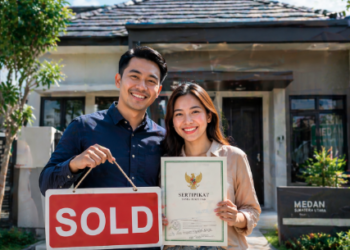 Pasangan muda yang berhasil memanfaatkan Insentif BPHTB Medan guna meringankan biaya kepemilikan hunian pertama mereka.