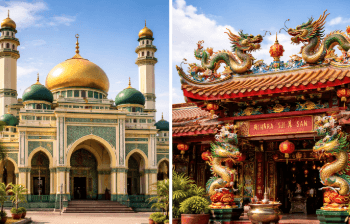 Keindahan arsitektur dan simbol toleransi dalam rangkaian Wisata Religi di Belawan yang memukau setiap pengunjung.