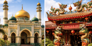 Keindahan arsitektur dan simbol toleransi dalam rangkaian Wisata Religi di Belawan yang memukau setiap pengunjung.