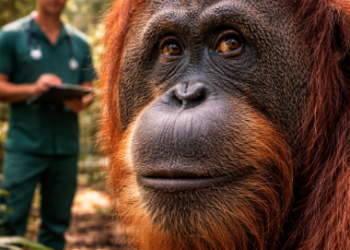 Pemantauan kesehatan orangutan di habitat aslinya guna memastikan kelangsungan hidup populasi primata.