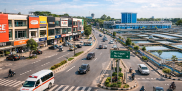 Pusat aktivitas masyarakat di kawasan Kota Sunggal Medan yang dinamis.