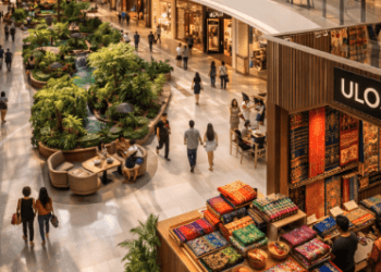 Suasana interior mall modern yang menjadi pusat Wisata Belanja di Medan bagi warga lokal dan turis.